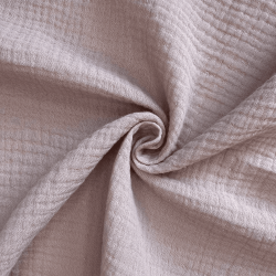 Ткань Муслин Жатый, цвет Пыльно-Розовый (на отрез)  в Братске