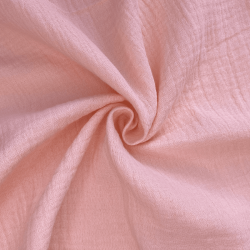 Ткань Муслин Жатый, цвет Нежно-Розовый (на отрез)  в Братске